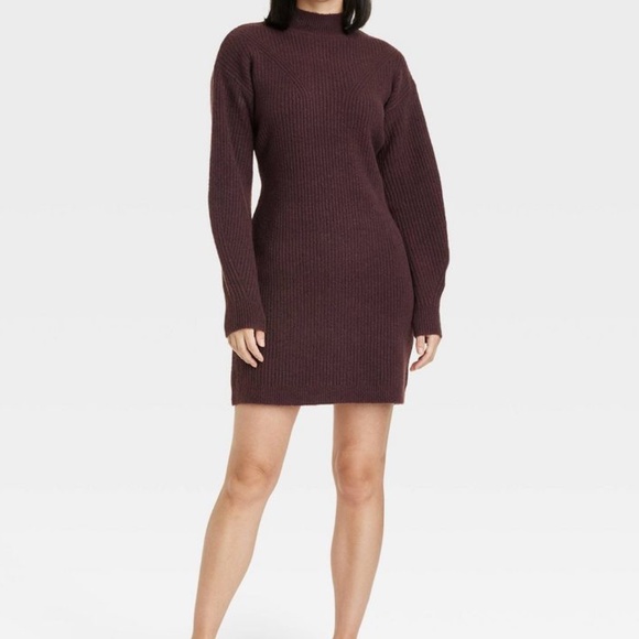 COPY - (NWT) A New Day Women's Brown Long Sleeve Mock Turtleneck Sweater Dress S - Picture 2 of 7